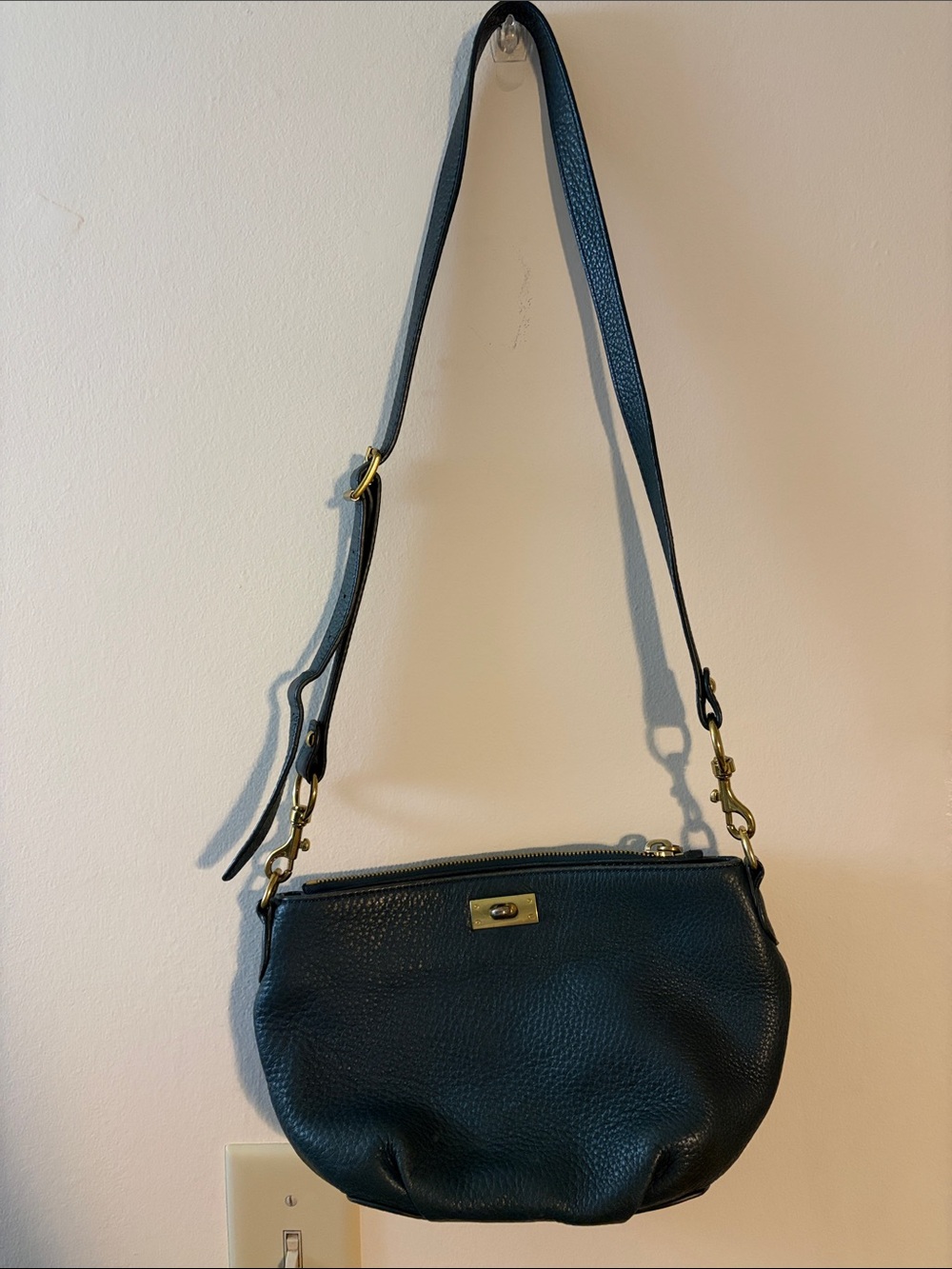 J. Crew Pebbled Leather Crossbody in Hunter Green